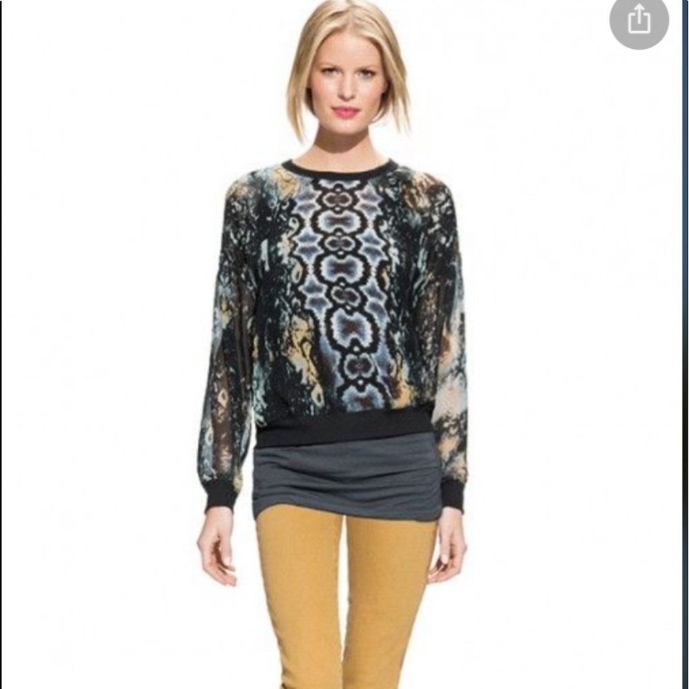 Cabi Python Snake Print Sweatshirt Style Blouse S… - image 1